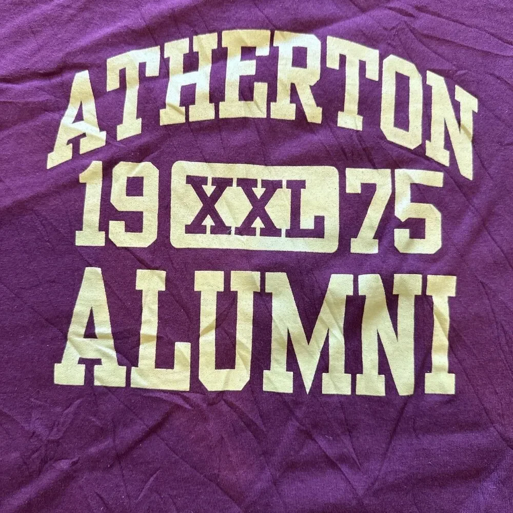Vintage Rare Aetherton Alumni 1975 Graphic Logo Maroon Tee Shirt Mens XL - Picture 6 of 8